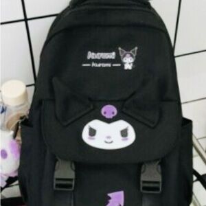 Black and Pink Accent Kuromi Backpack with Bow